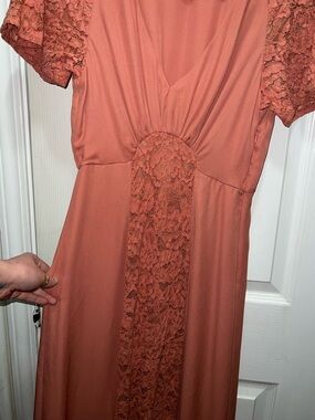 june & hudson Coral Lace-Panel Midi Dress